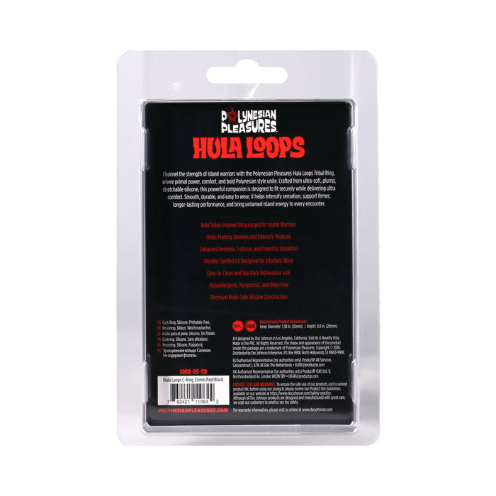 Polynesian Pleasures Hula Loops Silicone Tribal C-Ring 35mm Red/Black