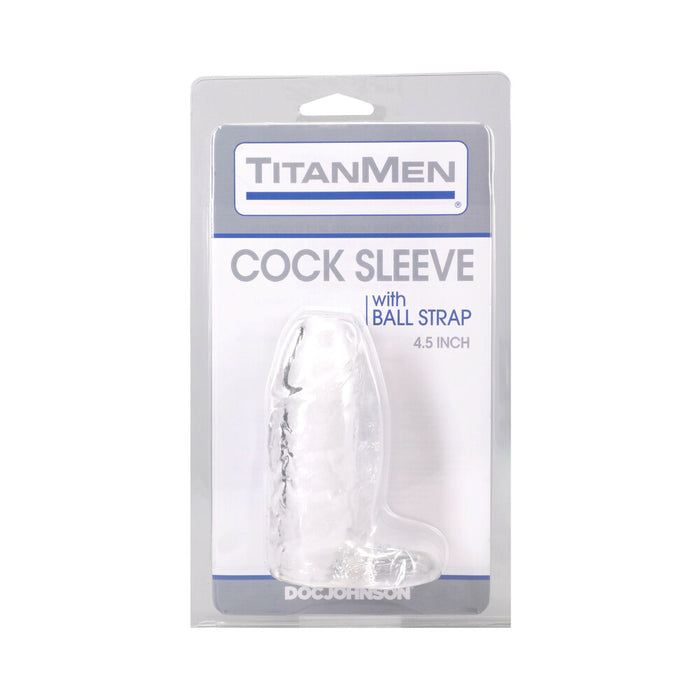 TitanMen Cock Sleeve with Ball Strap 4.5 in. Clear