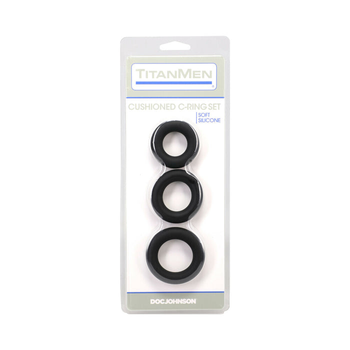 TitanMen Cushioned C-Ring 3 Piece Silicone Set Black