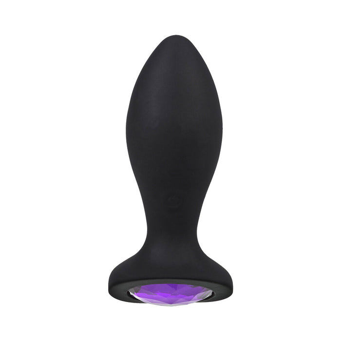 Booty Bling Jeweled Wearable Vibrating Silicone Plug 3 in. Purple