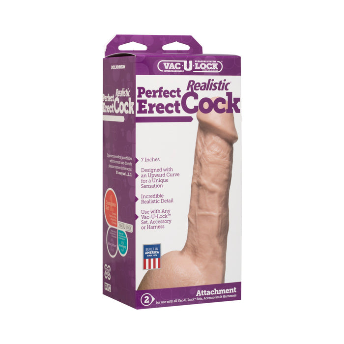 Vac-U-Lock - Perfect Erect Realistic Cock White
