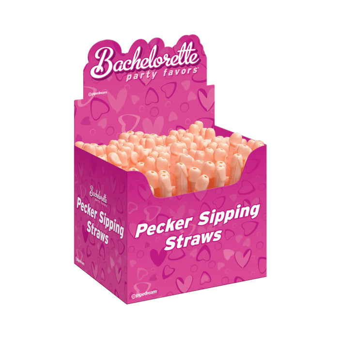 Pipedream Bachelorette Party Favors Pecker Sipping Straws Beige 144-Piece Display