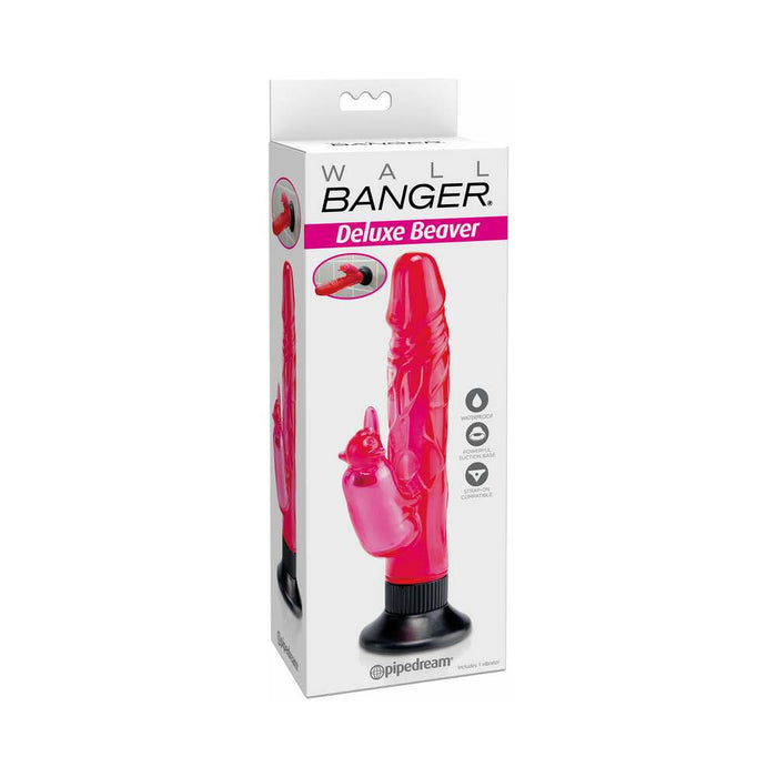 Pipedream Waterproof Wall Bangers Deluxe Beaver Dual Stimulation Vibrator Pink