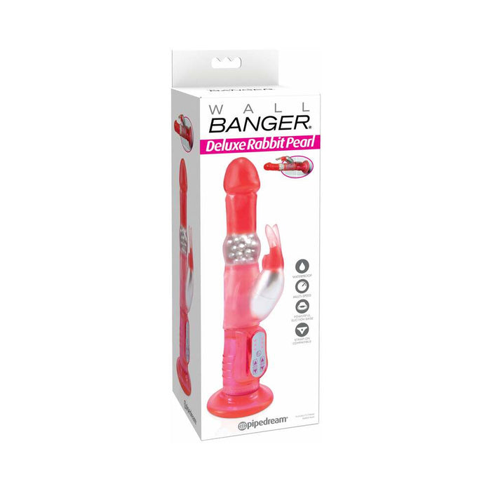 Pipedream Waterproof Wall Bangers Deluxe Rotating Rabbit Vibrator With Suction Cup Pink