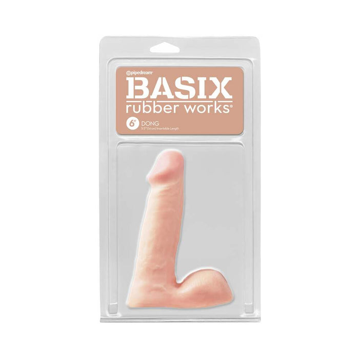 Pipedream Basix Rubber Works 6 in. Dong With Balls Beige