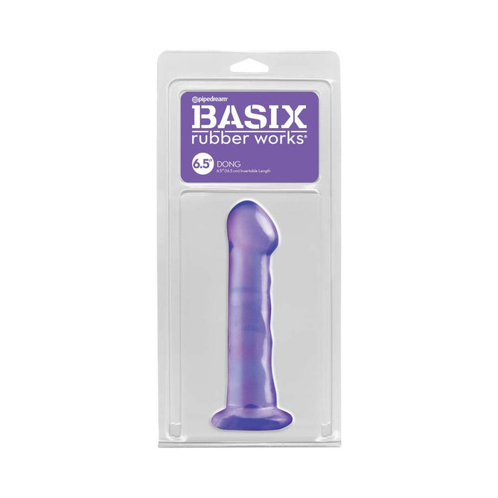 Pipedream Basix Rubber Works 6.5 in. Dong With Suction Cup Purple