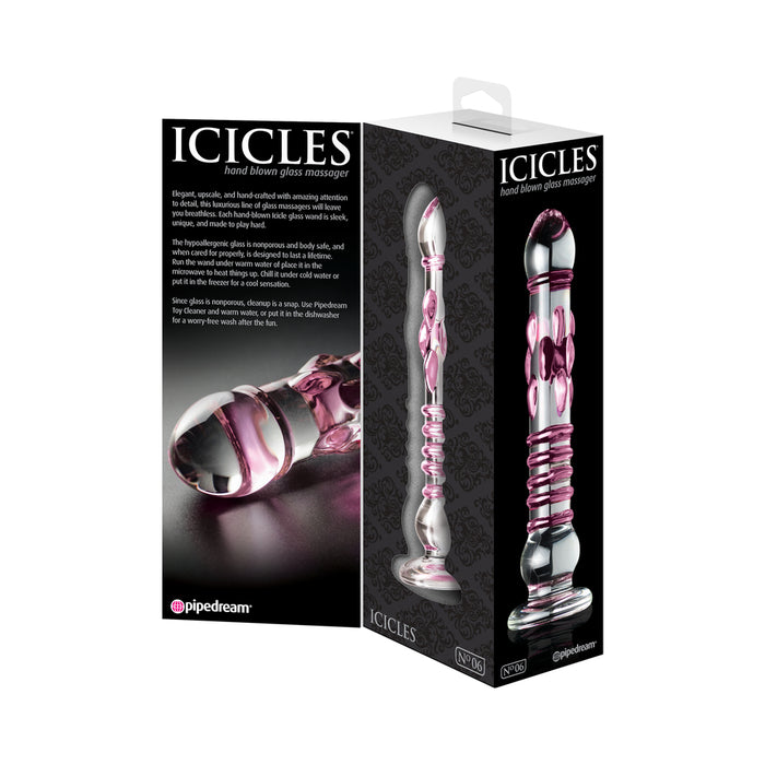 Icicles No. 6 Glass Massager Pink/Clear