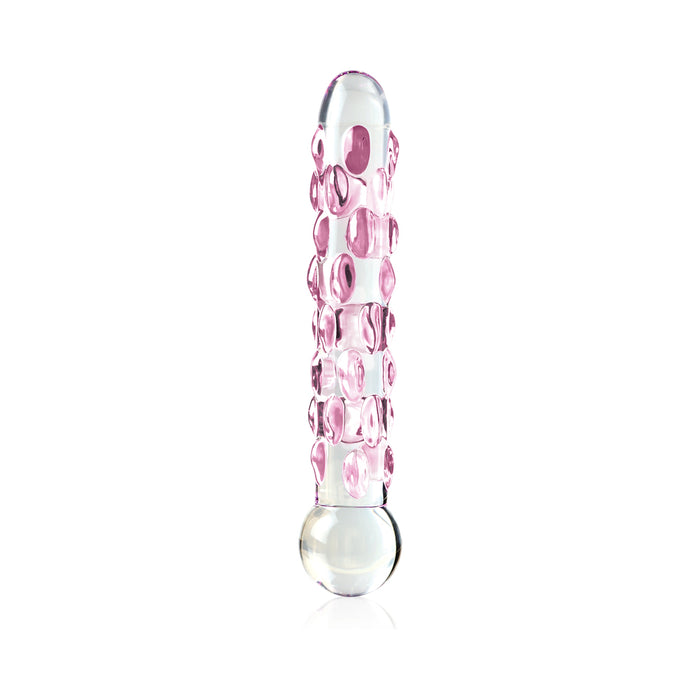 Pipedream Icicles No. 7 Textured 7 in. Glass Dildo Pink/Clear