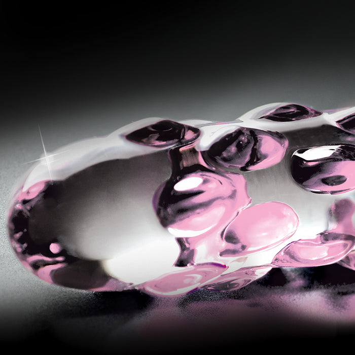 Icicles No. 7 Textured 7 in. Glass Dildo Pink/Clear