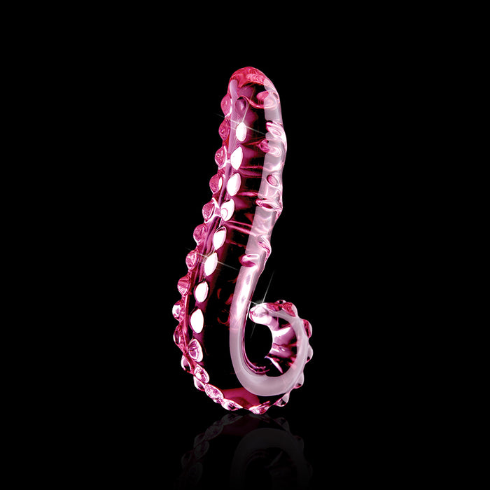 Pipedream Icicles No. 24 Curved Textured 6 in. Glass Dildo With Handle Pink
