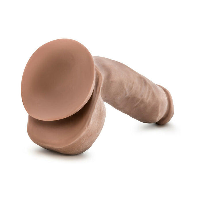 Blush Au Naturel Macho 8.5 in. Posable Dual Density Dildo with Balls & Suction Cup Tan