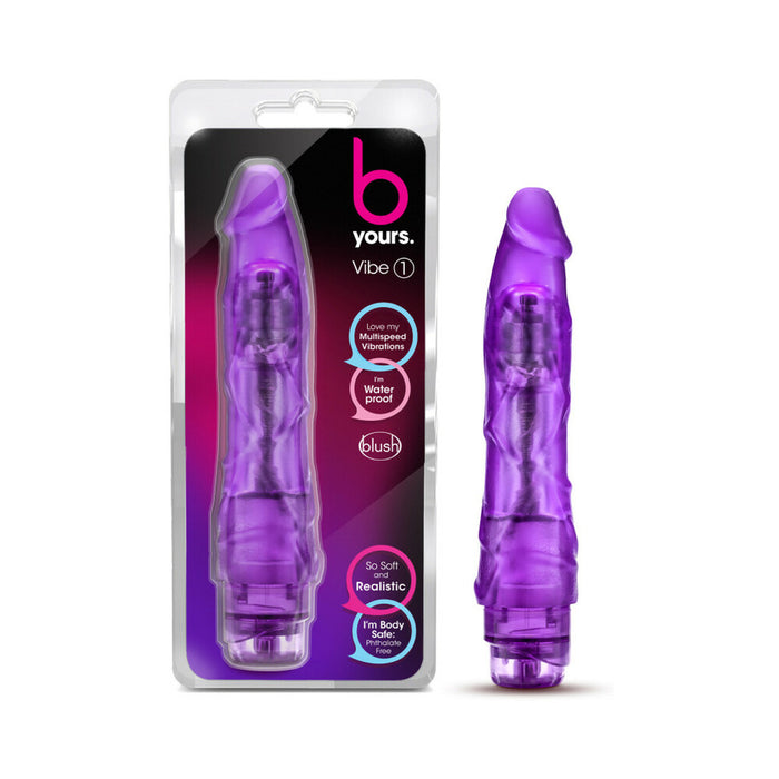 Blush B Yours Vibe 1 Realistic 9 in. Vibrating Dildo Purple