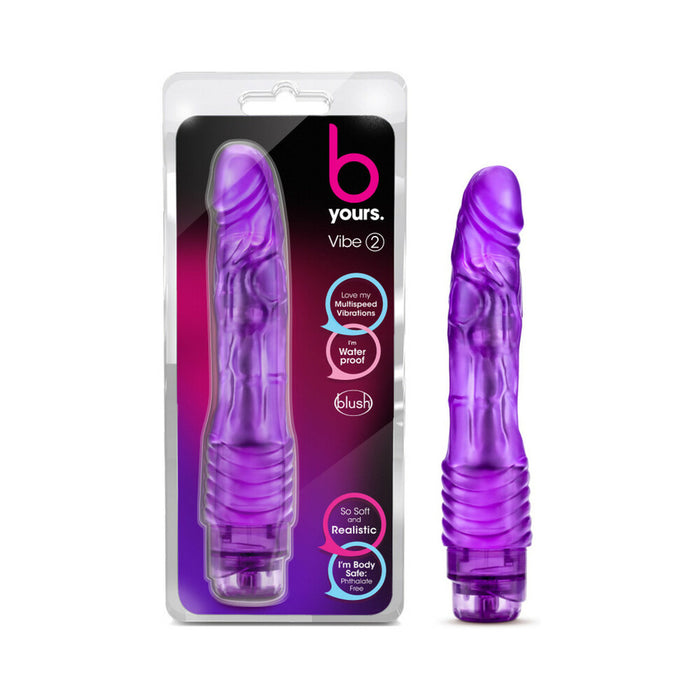 Blush B Yours Vibe 2 Realistic 9 in. Vibrating Dildo Purple