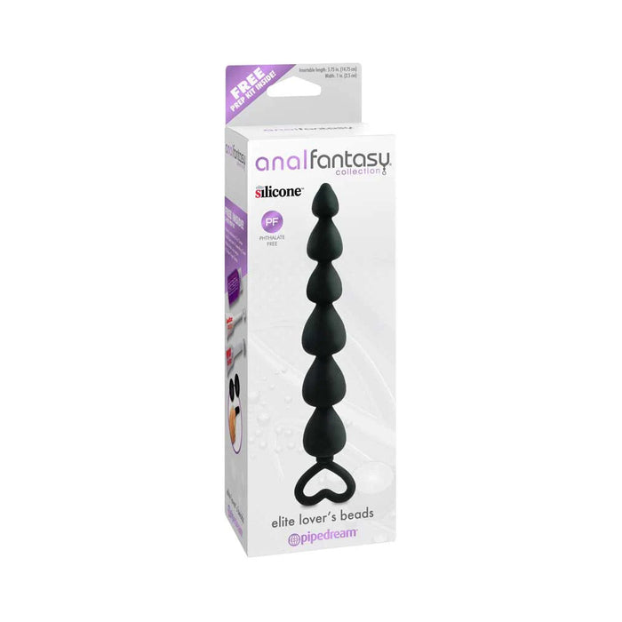 Pipedream Anal Fantasy Collection Silicone Elite Lover's Beads With Heart-Shaped Handle Black