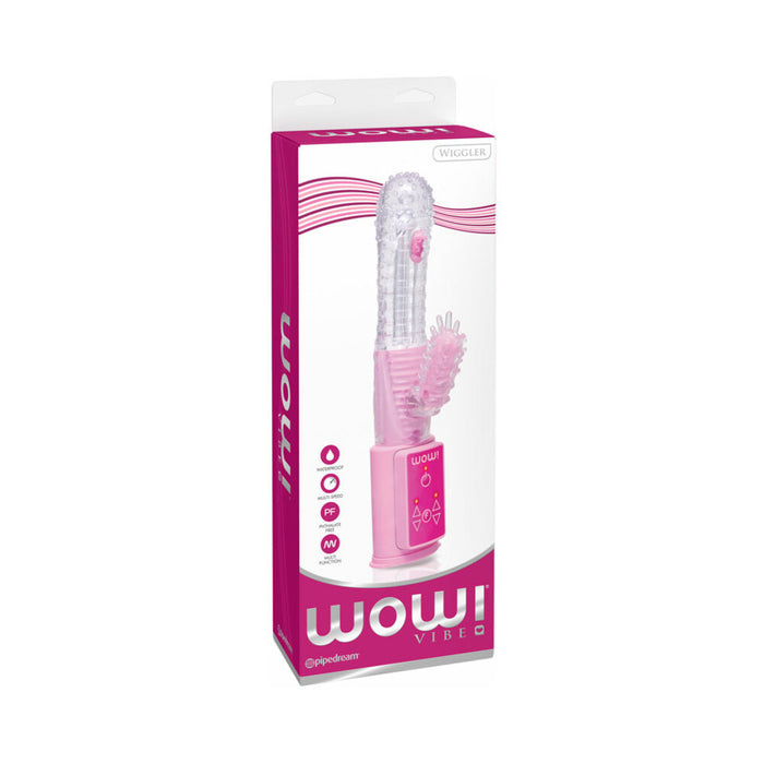 Pipedream WOW! Vibe Wiggler Dual Stimulation Vibrator Clear/Pink