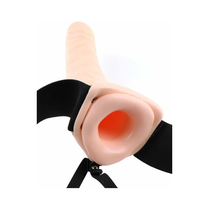Fetish Fantasy Series 8 in. Vibrating Hollow Strap-On Beige/Black