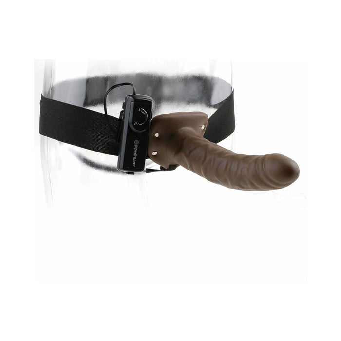 Pipedream Fetish Fantasy Series 8 in. Vibrating Hollow Strap-On Brown/Black