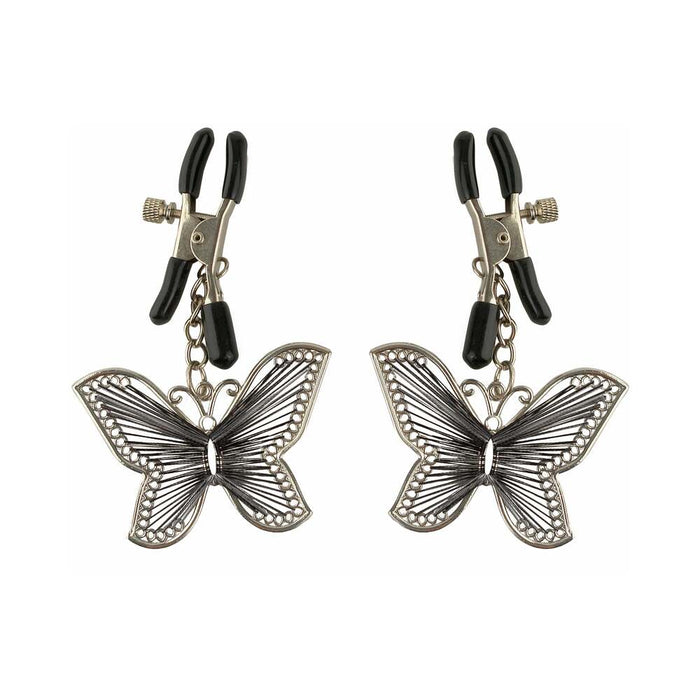 Pipedream Fetish Fantasy Series Adjustable Butterfly Nipple Clamps Silver