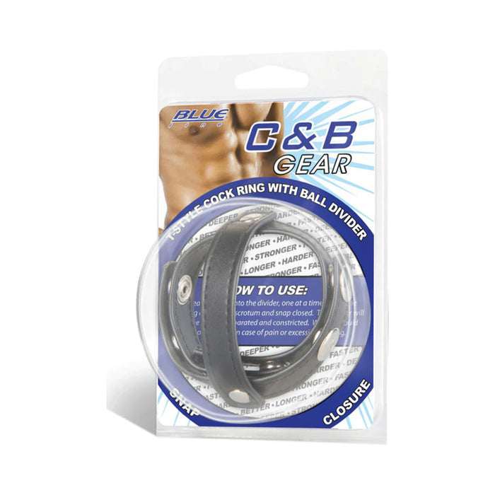 Blue Line C & B Gear T-style Cock Ring with Ball Divider
