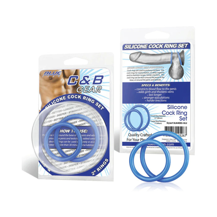 Blue Line C & B Gear 3-Piece Silicone Cock Ring Set Blue