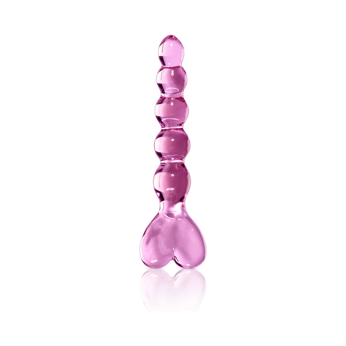 Icicles No. 43 Glass Massager with Heart-Shaped Handle Pink