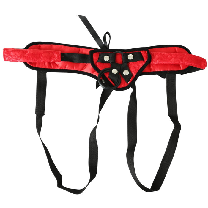 Sportsheets Sunset Lace Corsette Adjustable Strap-On Harness Red