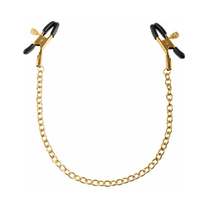 Pipedream Fetish Fantasy Gold Adjustable Nipple Clamps With Chain Gold/Black