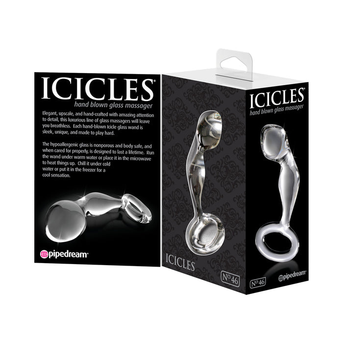 Pipedream Icicles No. 46 Glass Prostate Massager 3.5 in. Clear