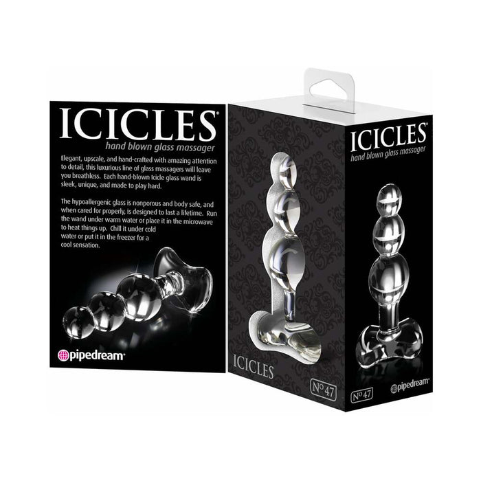 Pipedream Icicles No. 47 Beaded 4 in. Glass Anal Plug Clear