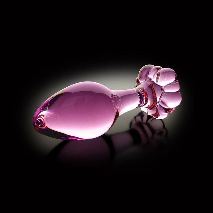 Pipedream Icicles No. 48 Glass 3.5 in. Anal Plug With Flower Base Pink