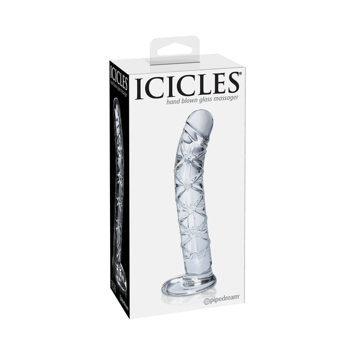Pipedream Icicles No. 60 Curved Ribbed 6.5 in. Glass Dildo Clear