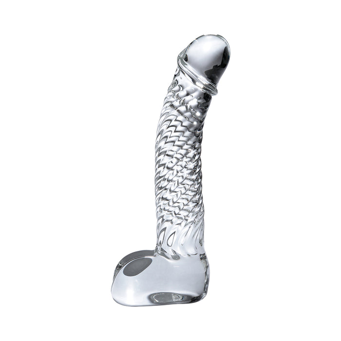 Pipedream Icicles No. 61 Curved Textured 6.5 in. Glass Dildo Clear