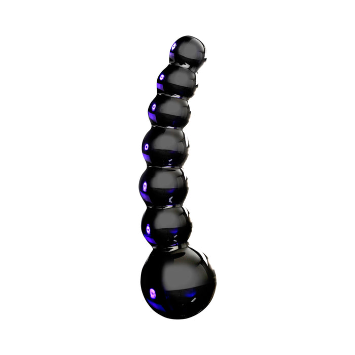 Pipedream Icicles No. 66 Curved Beaded 4.75 in. Glass Dildo Black