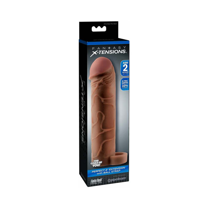 Pipedream Fantasy X-tensions Perfect 2 in. Extension With Ball Strap Brown