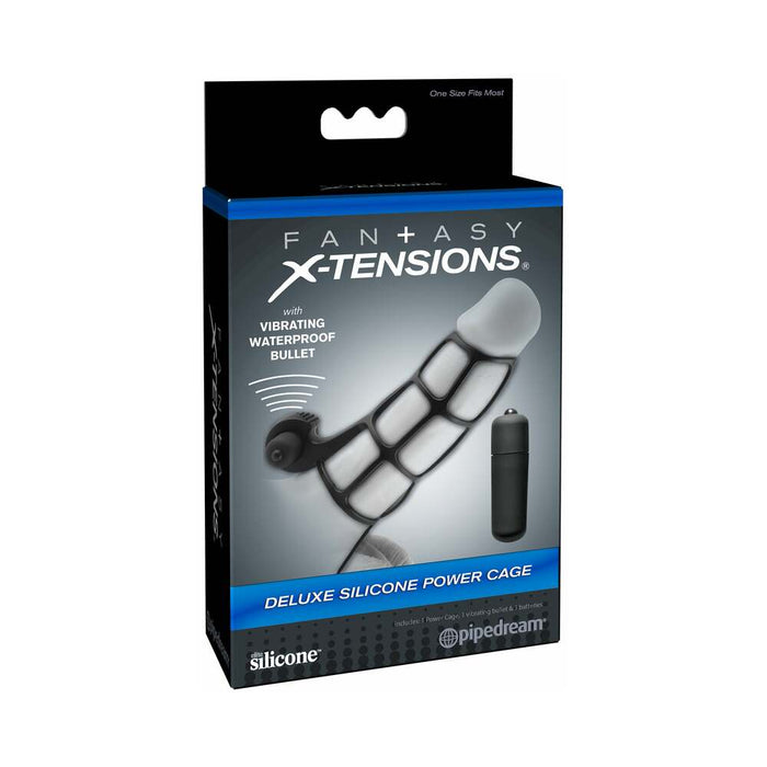 Pipedream Fantasy X-tensions Vibrating Deluxe Silicone Power Cage Black