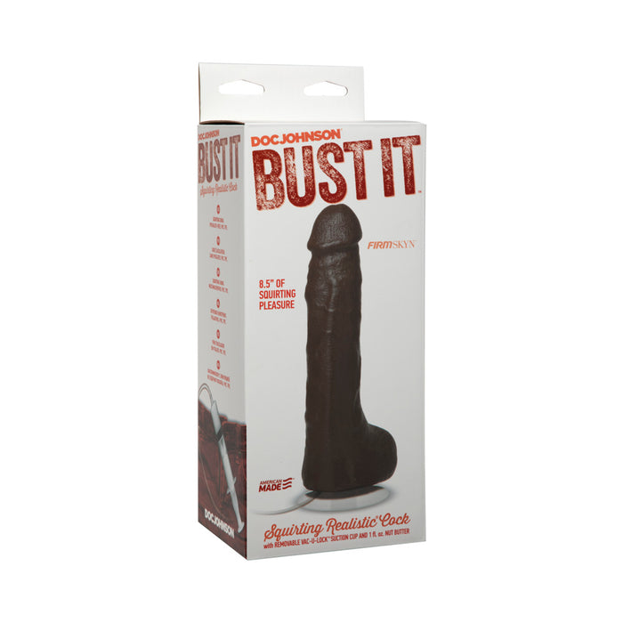 Bust It Squirting Realistic Cock Black w/1oz Nut Butter
