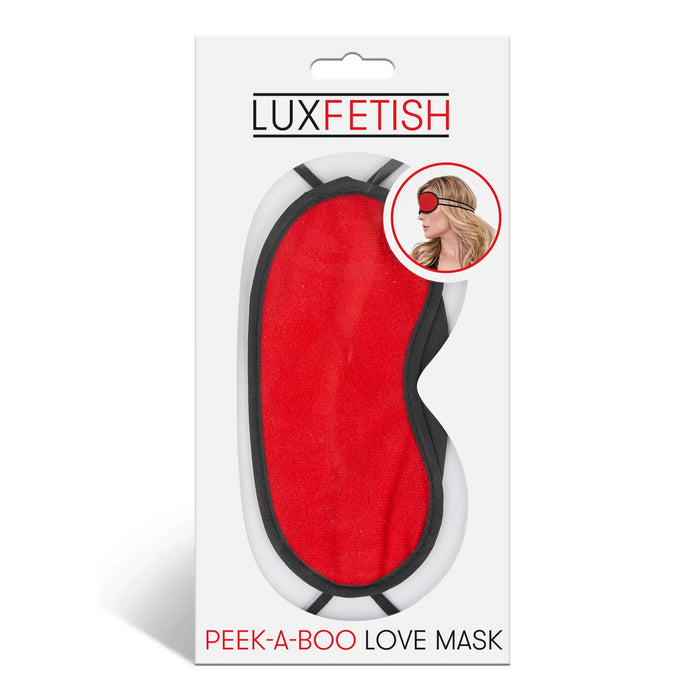 Lux Fetish Peek-A-Boo Love Mask Blindfold Red