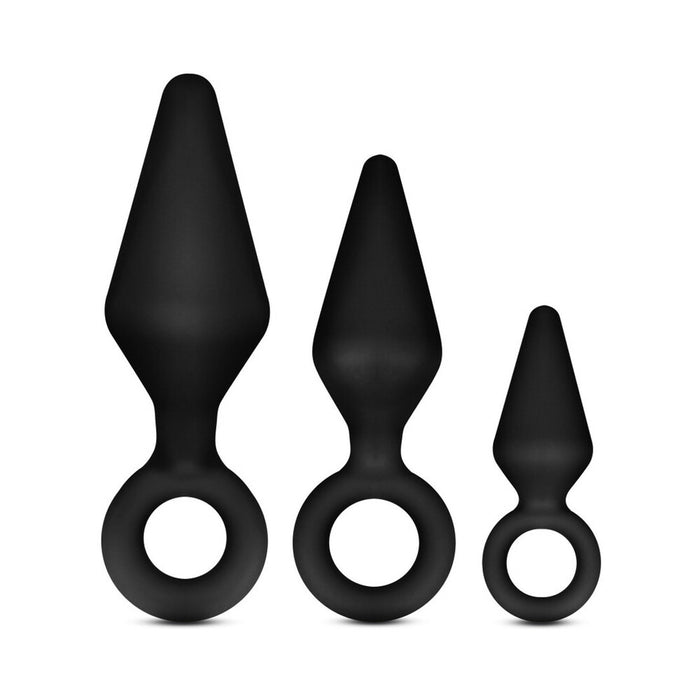 Blush Luxe Night Rimmer 3-Piece Silicone Anal Plug Kit Black
