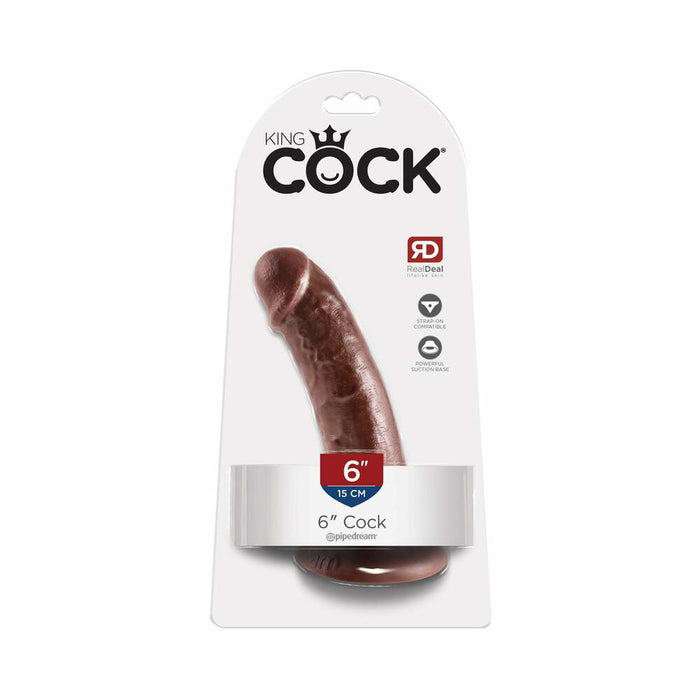Pipedream King Cock 6 in. Cock Realistic Dildo With Suction Cup Brown