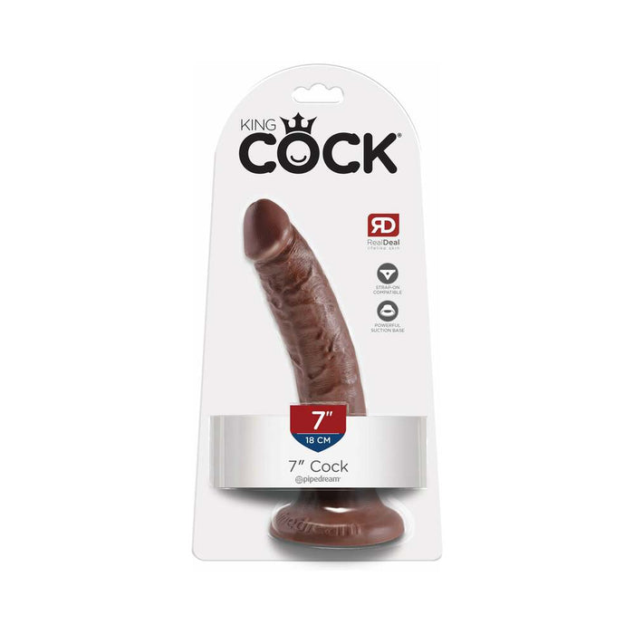 Pipedream King Cock 7 in. Cock Realistic Dildo With Suction Cup Brown
