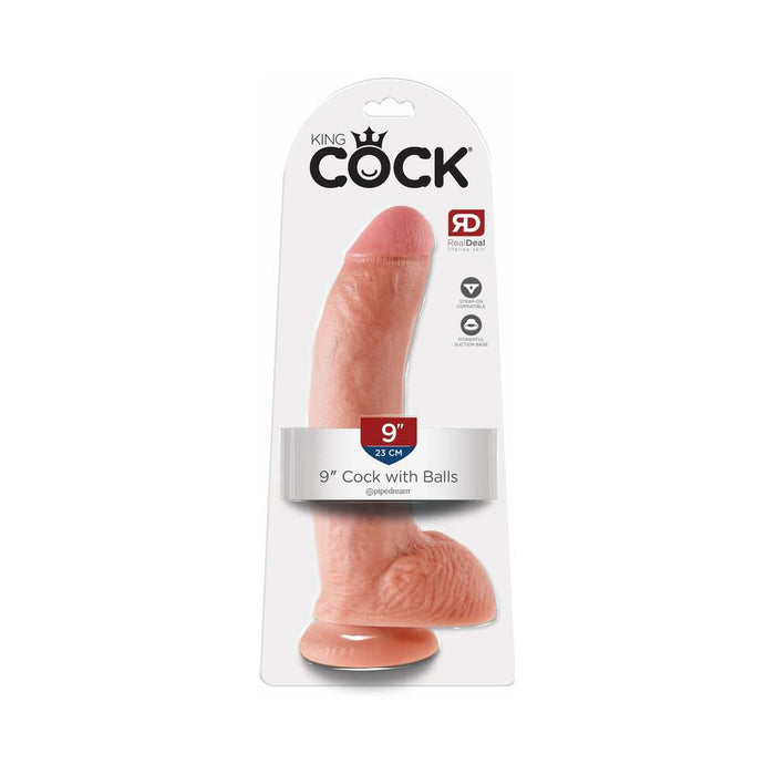 Pipedream King Cock 9 in. Cock With Balls Realistic Suction Cup Dildo Beige
