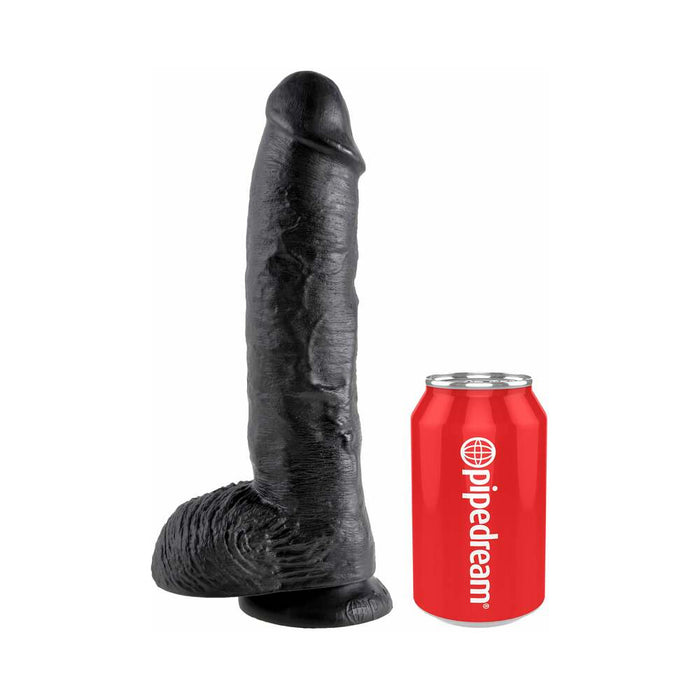 Pipedream King Cock 10 in. Cock With Balls Realistic Suction Cup Dildo Black