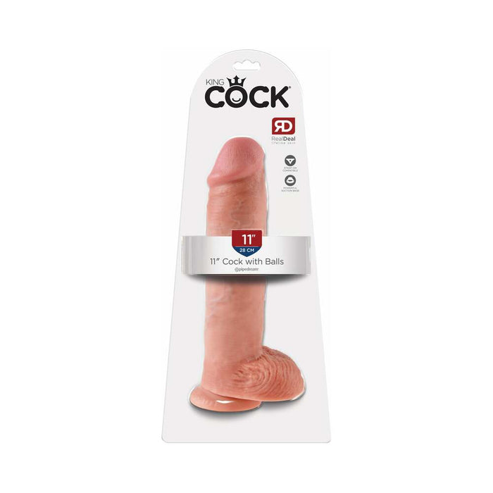 Pipedream King Cock 11 in. Cock With Balls Realistic Suction Cup Dildo Beige