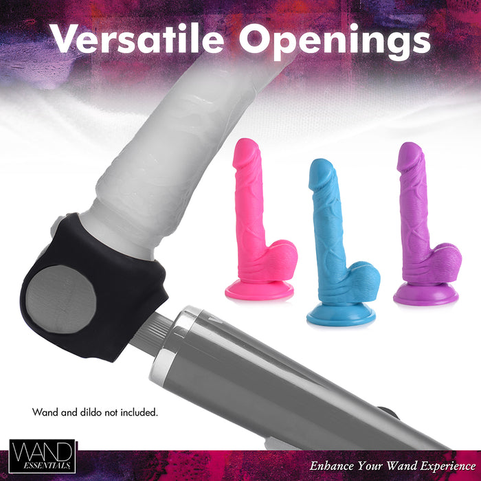 Wand Essentials Silicone Strap Cap Wand Harness For Dildos Black