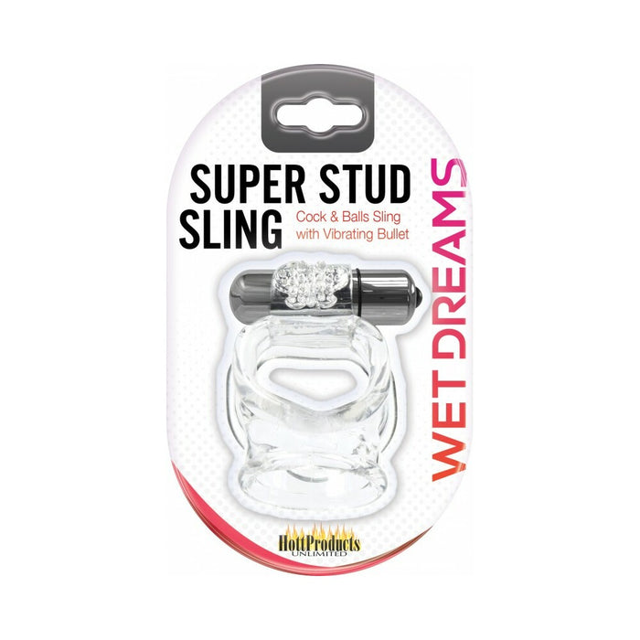Wet Dreams Vibrating Super Stud Sling-Clear