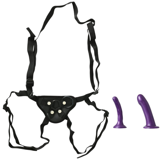 Sportsheets Anal Explorer Kit with Adjustable Strap-On Harness & 2-Piece Silicone Dildo Set