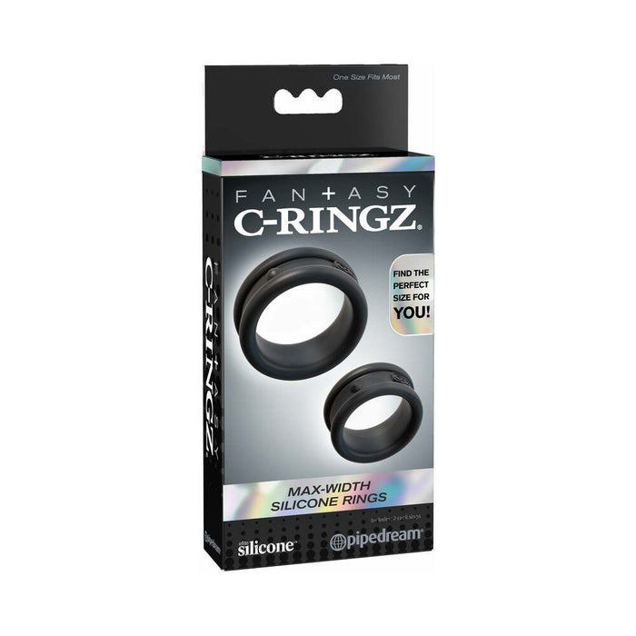 Pipedream Fantasy C-Ringz Max-Width Silicone Rings 2-Piece Set Black