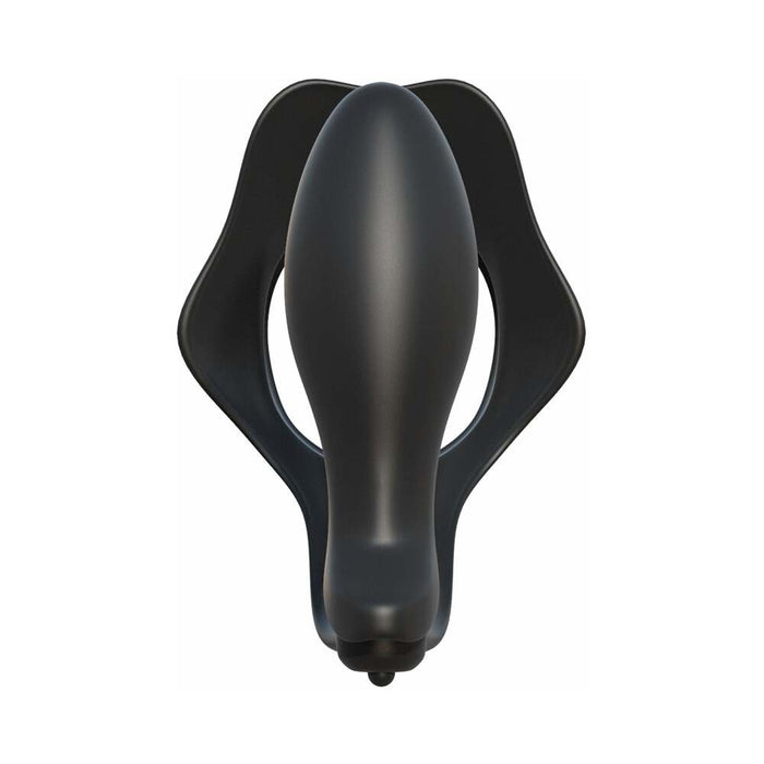 Fantasy C-Ringz Rock Hard Ass-Gasm Vibrating Silicone Cockring With Anal Plug Black