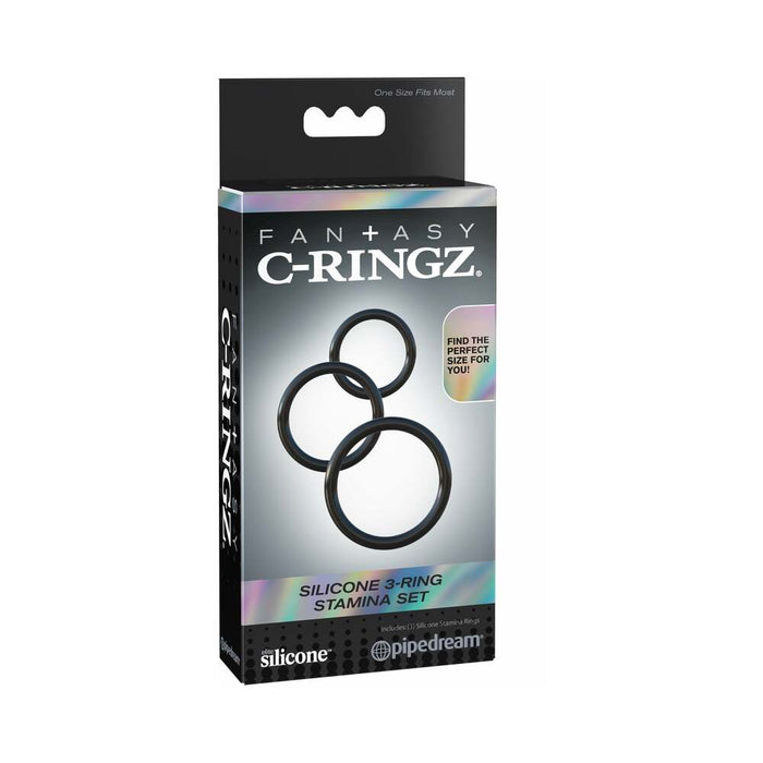 Pipedream Fantasy C-Ringz Silicone 3-Ring Stamina Set Black