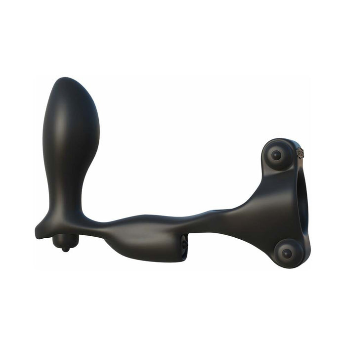Pipedream Fantasy C-Ringz Ultimate Ass-Gasm Vibrating Silicone Cockring With Anal Plug Black